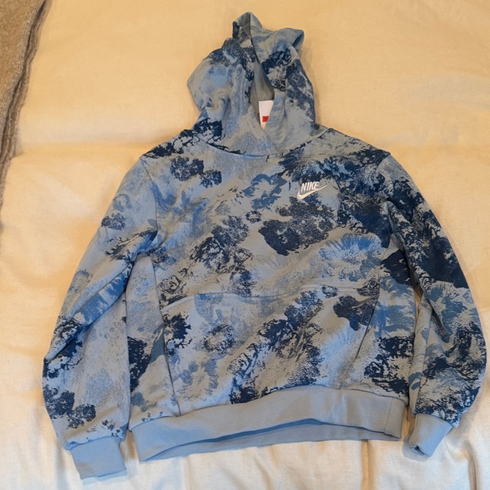 Nike Blue and Gray Camouflage Hoodie